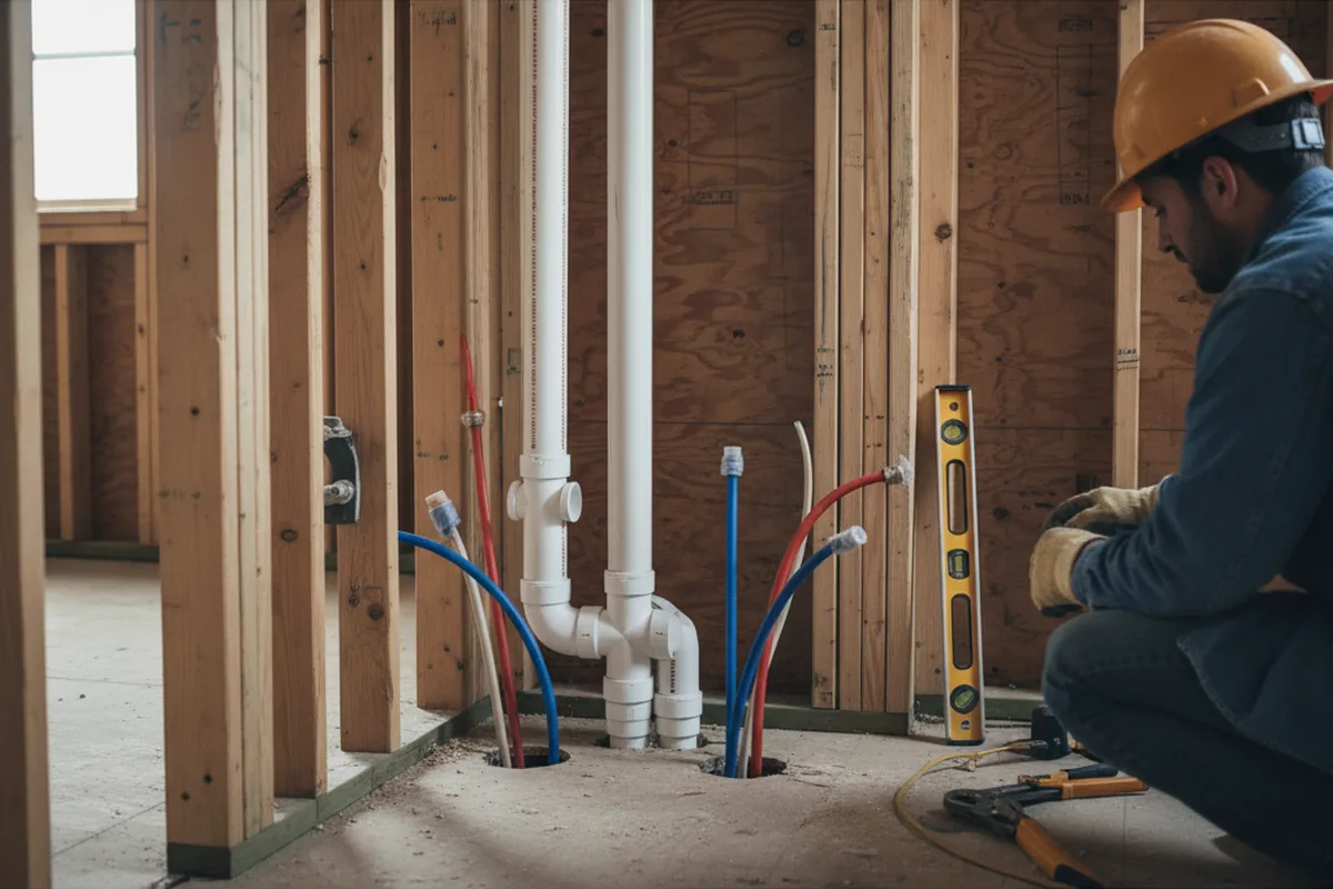 Drain and supply rough-in during Sump Pump Repair in Paradise Valley